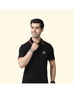 Marks & Spencer Polo T-shirt Tipping-Black with Red